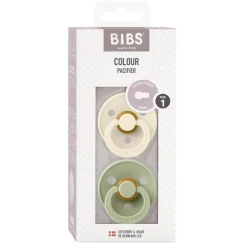 Pacifier Colour Latex Ivory/Sage Size 1 2pcs