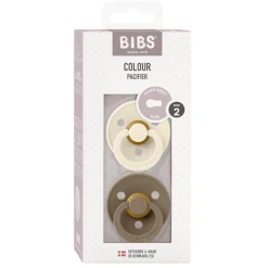 Pacifier Colour Latex Ivory/Dark Oak Size 2 2pcs