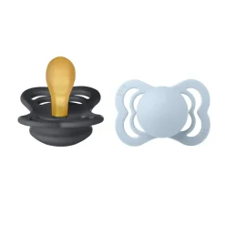 Pacifier Supreme Latex Iron/Baby Blue Size 1 2pcs