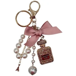 Perfume & Pearl Bag Charm Rose Bow
