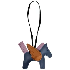 Pony Bag Charm Blue With Brown & Pale Rose
