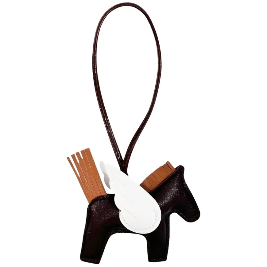 Pony Bag Charm Chocolate Brown With White & Cognac