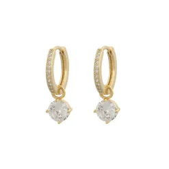 Rola Round Ring Earring Gold/Clear 14mm