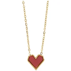 Sarah Red Heart Necklace Stainless Steel