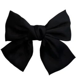 Satin Bow Hair Clip Black