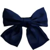Satin Bow Hair Clip Navy Blue