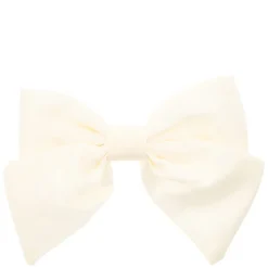 Satin Bow Hair Clip Off White