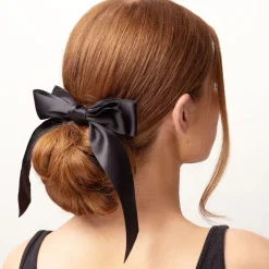 Satin Hair Bow Duo Black & White