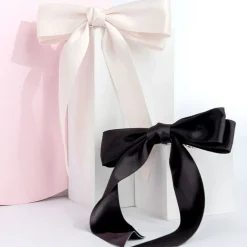 Satin Hair Bow Duo Black & White