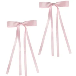 Satin Hair Bow Duo Pink