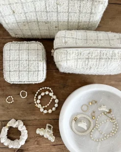 Satin Rose Brooch Small Off White