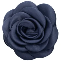 Satin Rose Hair Claw Navy Blue