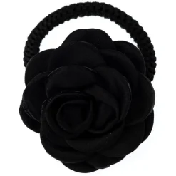 Satin Rose Hair Tie Black