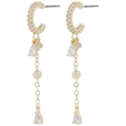 Seine Oval Pendant Earrings Gold Clear Onesize