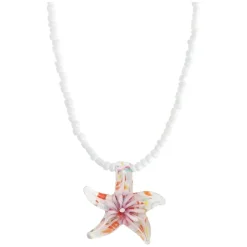 Serafina Glass Starfish Necklace Purple Glaze