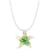 Serafina Glass Starfish Necklace Green Glaze