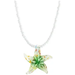 Serafina Glass Starfish Necklace Green Glaze