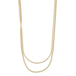Serena Double Necklace Plain Gold