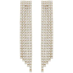 Siri Big Stone Tassle Earring Gold/Clear Onesize