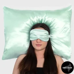 Sovesett - putetrekk og sovemaske i sateng