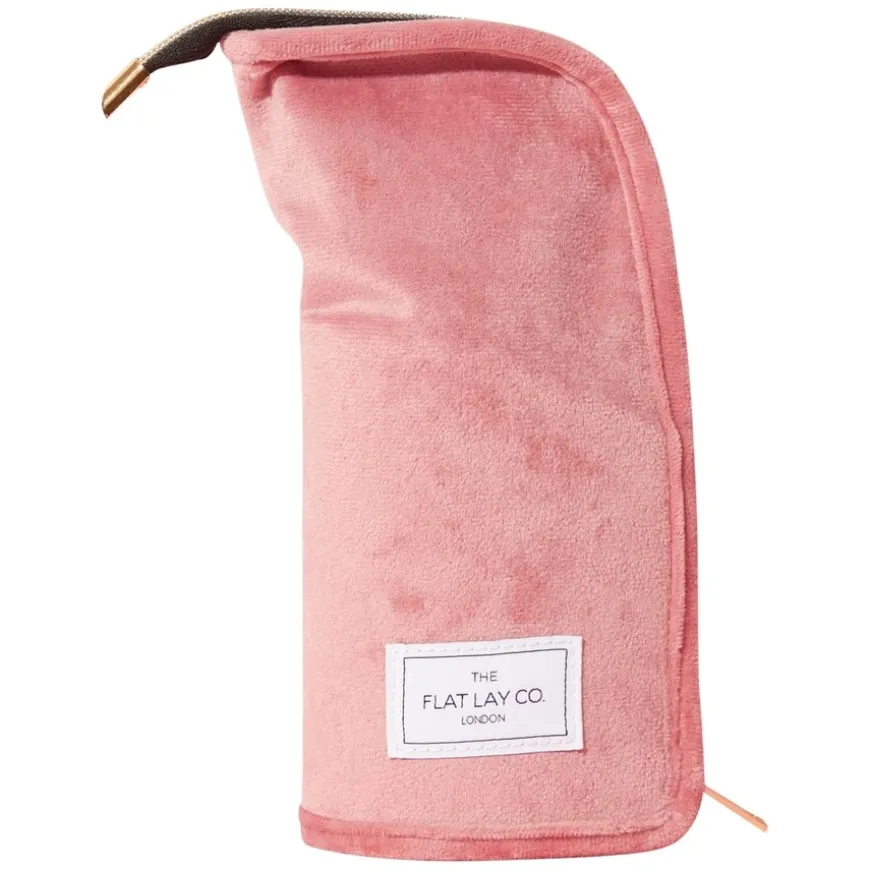 Standing Makeup Brush Case Pink Velvet