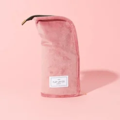 Standing Makeup Brush Case Pink Velvet