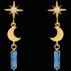 Starburst Moon & Baguette Drop Earrings