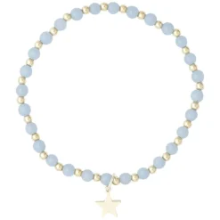 Stone Bead Bracelet 4mm With Gold Beads 501 Blue