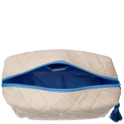 Terry Quilted Make-Up Pouch Large Sand With Ibiza Blue