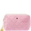 Terry Quilted Make-Up Pouch Large Bubblegum Pink With Pale Yellow