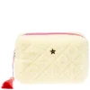 Terry Quilted Make-Up Pouch Small Pale Yellow With Bubblegum Pink