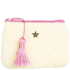 Terry Quilted Mini Pouch Pale Yellow With Bubblegum Pink