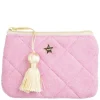 Terry Quilted Mini Pouch Bubblegum Pink With Pale Yellow