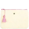 Terry Quilted Small Pouch Pale Yellow With Bubblegum Pink