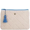 Terry Quilted Small Pouch Sand With Ibiza Blue