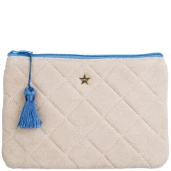 Terry Quilted Small Pouch Sand With Ibiza Blue