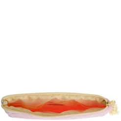 Terry Quilted Small Pouch Bubblegum Pink With Pale Yellow