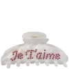 Text Hair Claw "Je T'aime" White