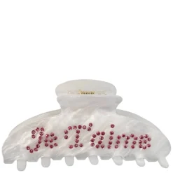 Text Hair Claw "Je T'aime" White