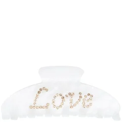 Text Hair Claw "Love" White