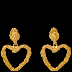 Textured Open Heart Drop Earrings