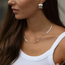 Thin Snake Chain Necklace Silver