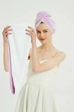 Tosidig Turban Towel Purple/White