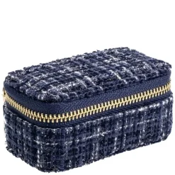 Tweed Jewellery Box Micro Navy Blue