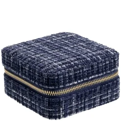 Tweed Jewellery Box Mini Navy Blue