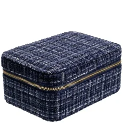 Tweed Jewellery Box Navy Blue