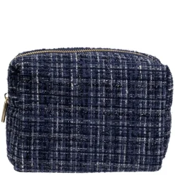 Tweed Make-Up Pouch Small Navy Blue