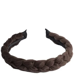 Velvet Hair Band Braided Chocolate Brown