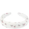 Velvet Hair Band Broad Off White Butterfly Pattern