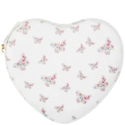 Velvet Heart Jewellery Box Off White Butterfly Pattern